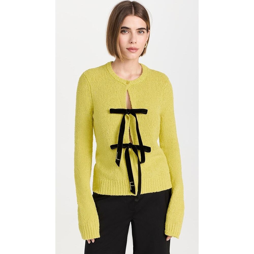 NEW Lingua Franca Green Willa Bow Cardigan XS